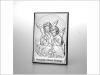 Aniołki nad dzieckiem z podpisem "Pamiątka Chrztu Świętego "- srebrny obrazek JAP 751
