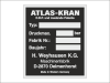 Tabliczka znamionowa ATLAS-KRAN z blaszki aluminiowej z nadrukiem i grawerem