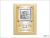 Pamiątka Chrztu - srebrny obrazek Aniołek na podkładzie drewnianym