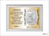 Pamiątka I Komunii dla chłopczyka - srebrny obrazek 6571/1XO na złotej tabliczce i białym podkładzie