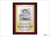 Pamiątka Chrztu Św. - obrazek Aniołka na złotym laminacie z grawerem na wiśniowym podkładzie